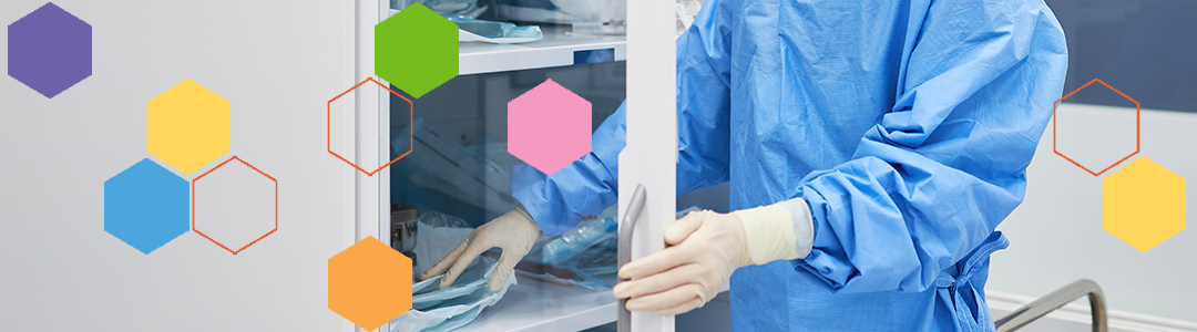 nurse opening cabinet with masks